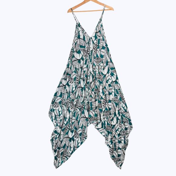 World Market Goa Jumpsuit Leaf Pattern Wide Leg Womens L/XL Flowy Abstract Artsy - Picture 1 of 10